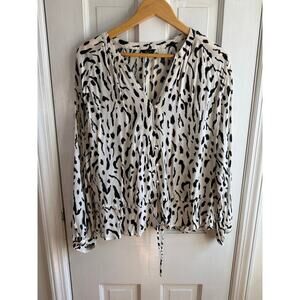 Rails Marti Ivory Cheetah Print Button Down Shirt Size Large EUC